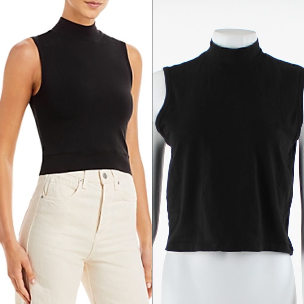 Atm Anthony Thomas Melillo Mock Neck Sleeveless Crop Top